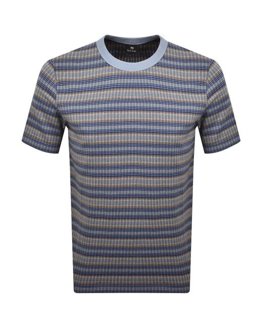 Paul Smith Blue Striped Regular Fit T Shirt for men