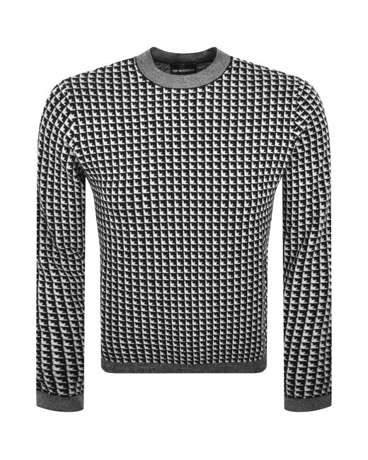 Armani Black Emporio Patterned Wool Jumper for men
