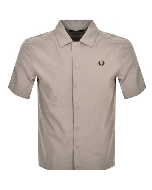 Fred Perry Gray Panelled Poplin Beach Shirt for men