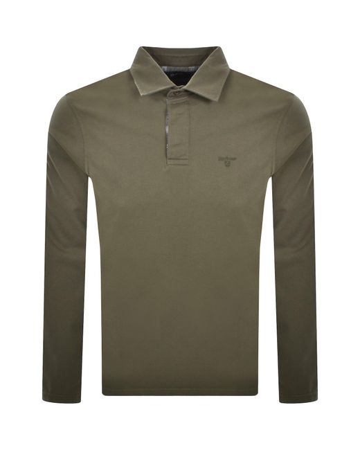Barbour Green Margrove Long Sleeve Polo T Shirt for men