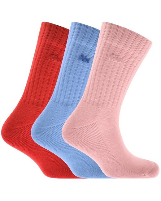 Lacoste Red Logo 3 Pack Socks for men