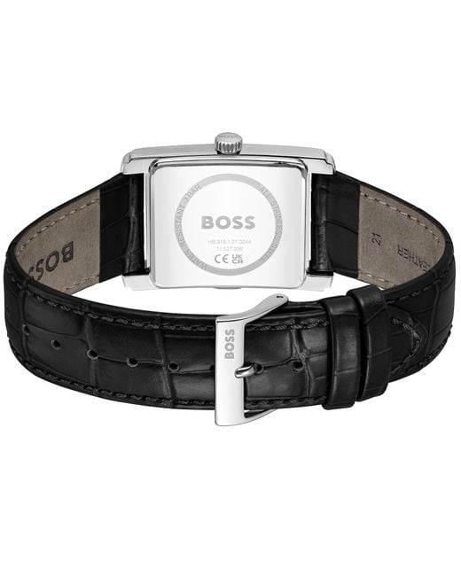 BOSS BUSINESS Black Boss Principle Dress Leather Watch for men