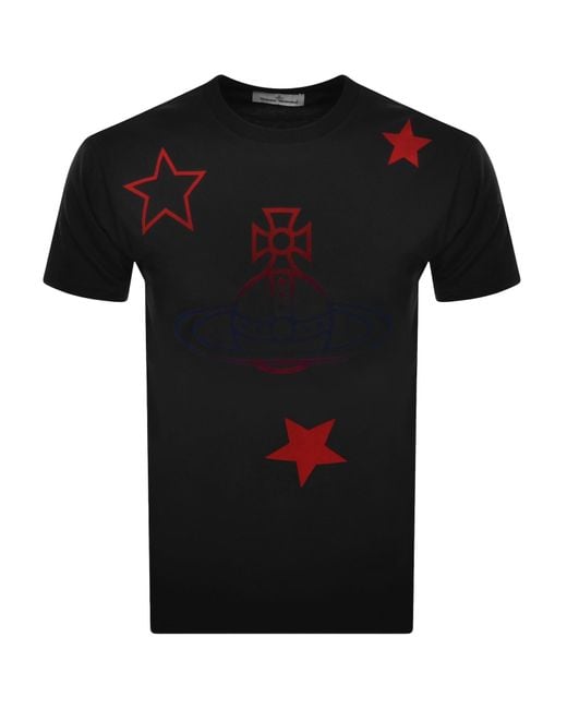 Vivienne Westwood Black Orb And Stars T Shirt for men