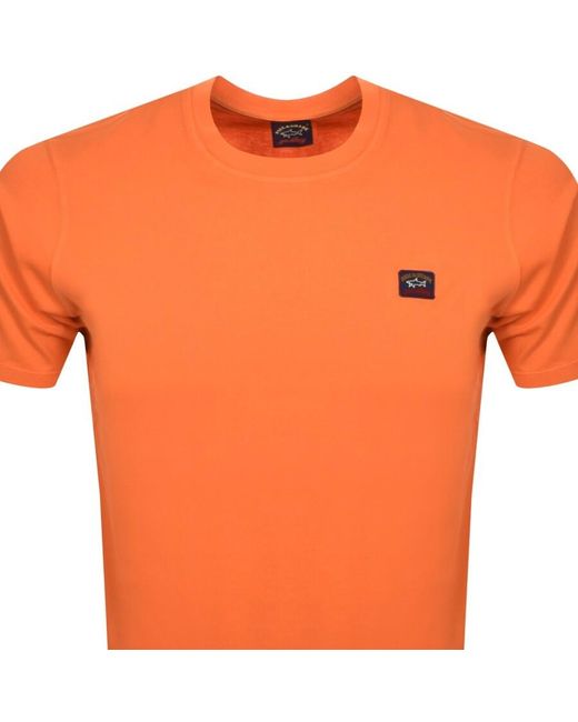 Paul & Shark Orange Paul And Shark Short Sleeved Logo T Shirt for men