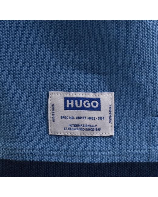 HUGO Blue Nistrico Long Sleeve Polo T Shirt for men