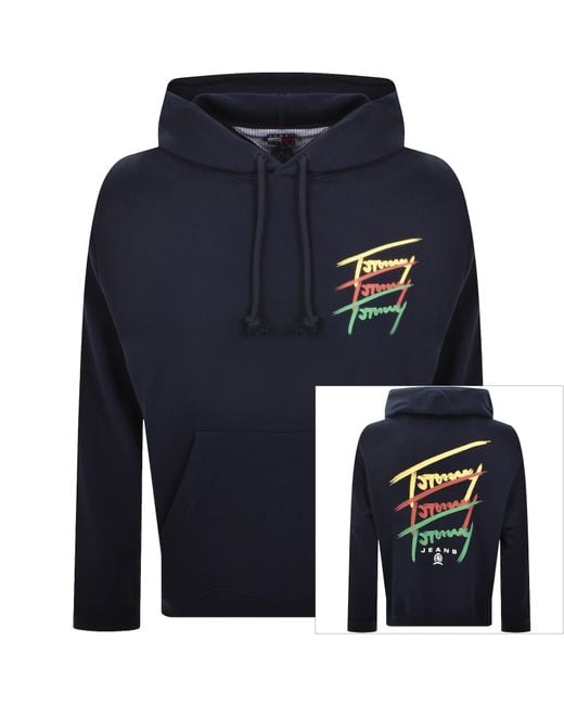 Tommy Hilfiger Blue Signature Logo Hoodie for men