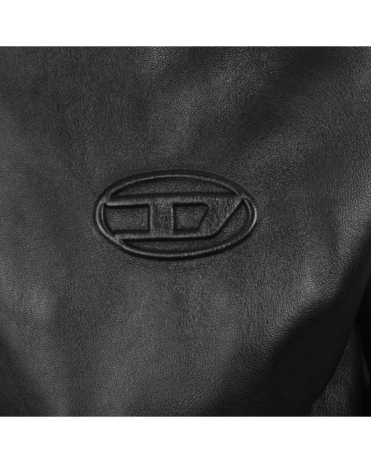 DIESEL Black Logo Detail Leather Jacket for men
