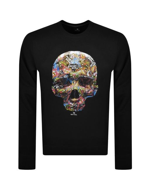 Paul Smith Black Skull Sticker Sweatshirt for men