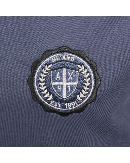 ARMANI EXCHANGE Blue Logo Badge T Shirt for men