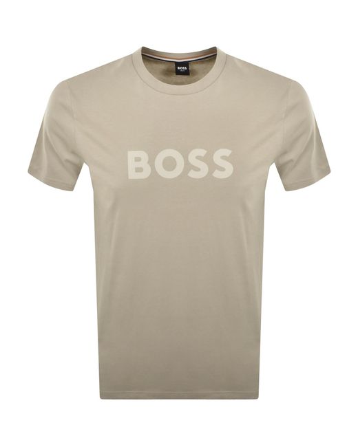 BOSS BUSINESS Natural Boss Beachwear Logo T Shirt Light for men