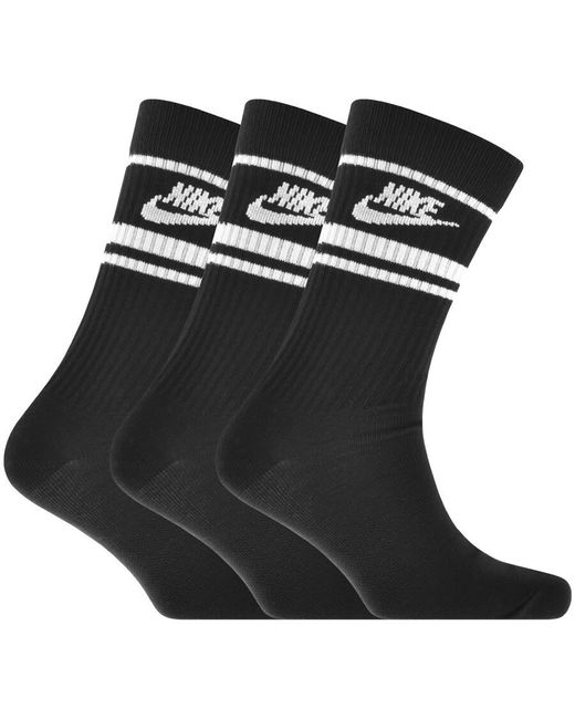 Nike Black Three Pack Dri Fit Essential Socks for men