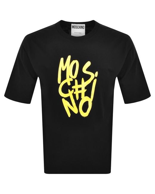 Moschino Black Short Sleeve Logo T Shirt for men