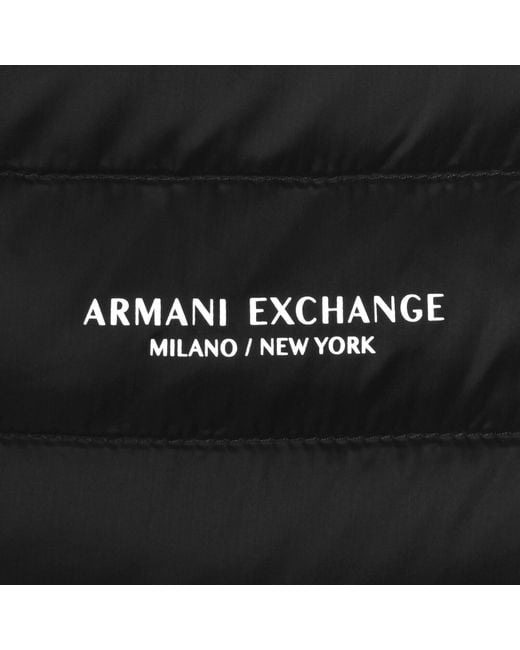 ARMANI EXCHANGE Black Hooded Down Jacket for men