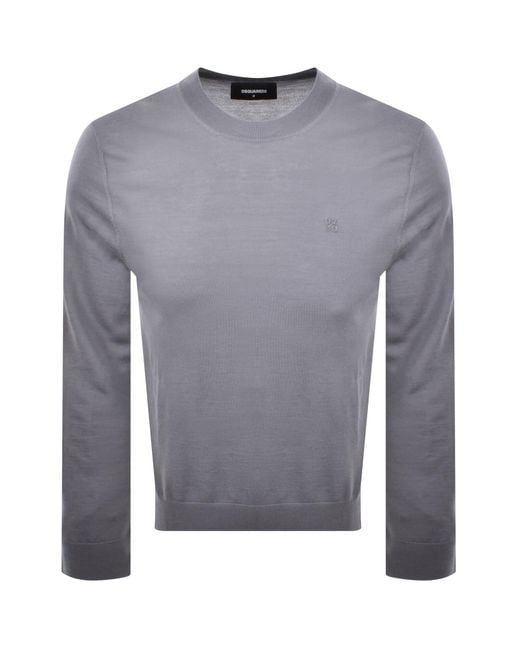 DSquared² Gray Crew Neck Knit Jumper for men