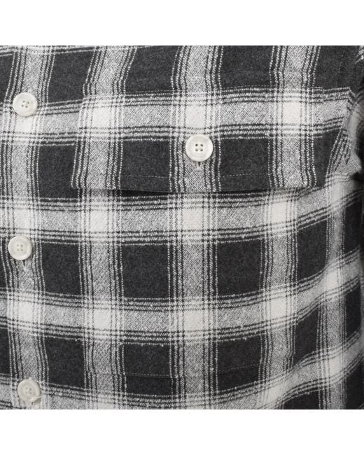 BOSS BUSINESS Gray Check Overshirt With Curved Hem for men