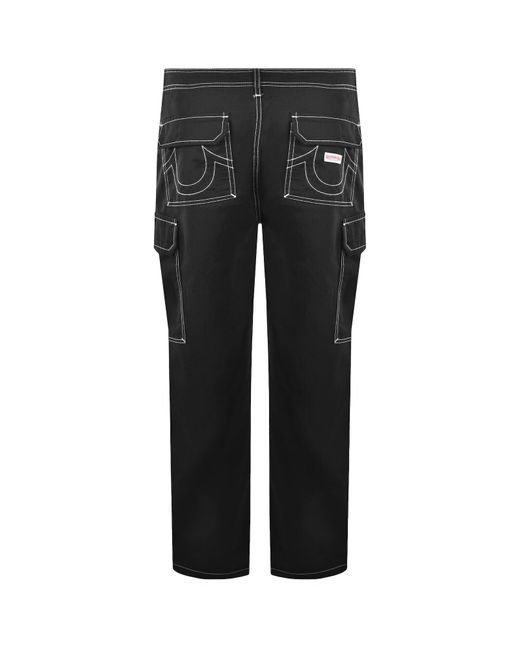 True Religion Black Big T Cargo Trousers Jet for men
