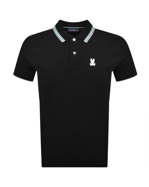 Psycho Bunny Black Tavian Pique Polo T Shirt for men