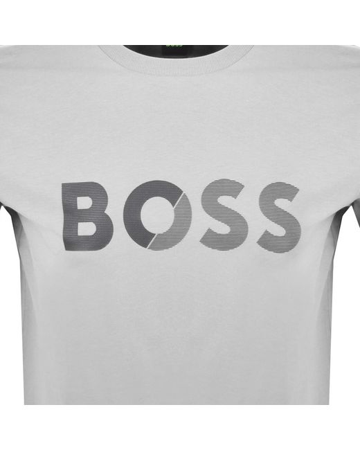 Boss Gray Boss Tee Tape Logo Regular Fit T Shirt for men