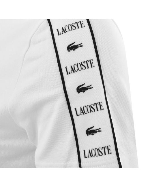 Lacoste White Taped Logo Polo T Shirt for men