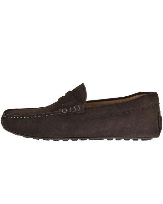 BOSS BUSINESS Brown Boss Noel Moccasin Shoes Dark for men