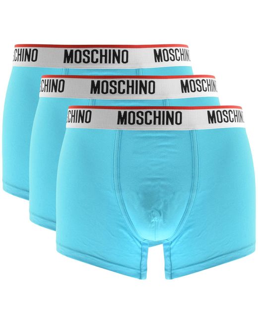 Moschino Blue Underwear Three Pack Trunks for men