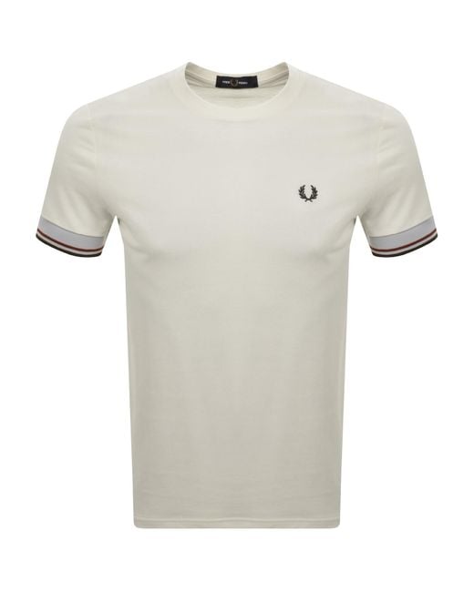 Fred Perry Gray Twin Tipped Cuff T Shirt for men