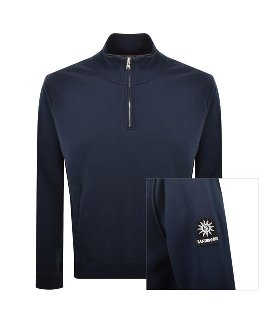 Sandbanks Blue Quarter Zip Sweatshirt for men