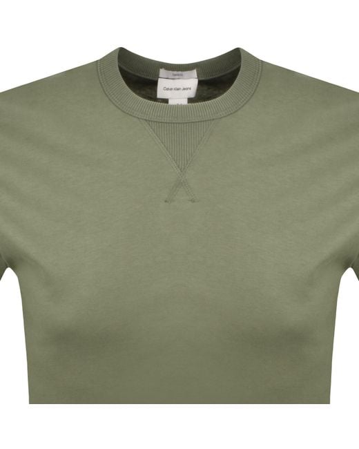 Calvin Klein Green Jeans Badge T Shirt for men