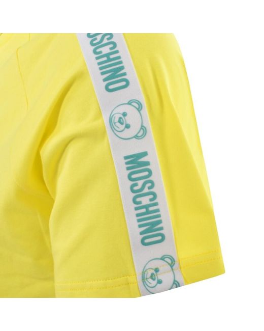 Moschino Yellow Taped Logo T Shirt for men