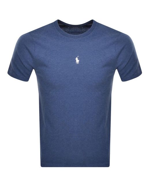 Ralph Lauren Blue Crew Neck Logo T Shirt for men