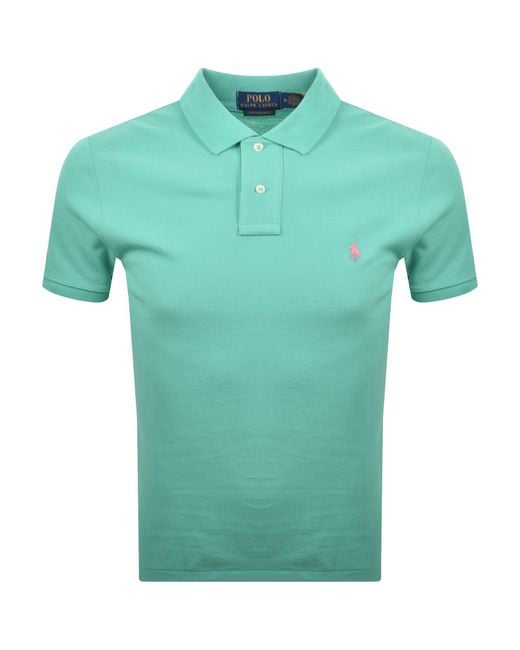Ralph Lauren Green Custom Slim Fit Polo T Shirt for men