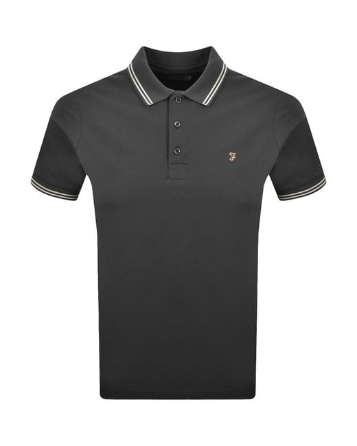 Farah Black Farah Bowes Tipping Polo T Shirt Washed for men