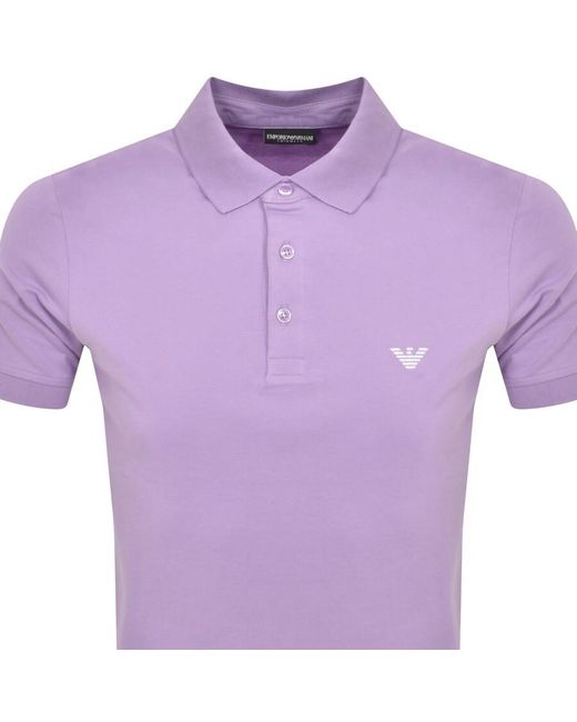 Armani Purple Emporio Beachwear Polo T Shirt for men