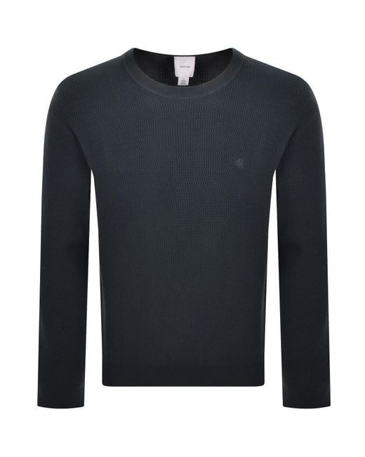 Calvin Klein Blue Textured Knit Jumper for men