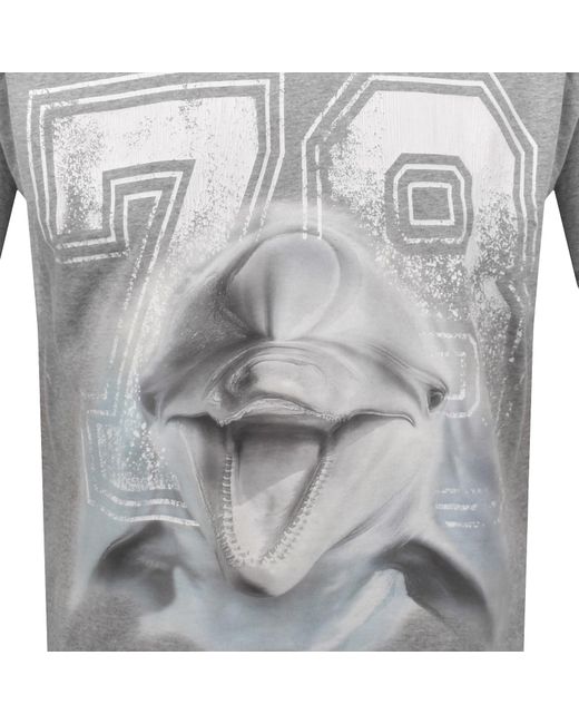 DIESEL Gray T Boxt Dolphin Print T Shirt for men