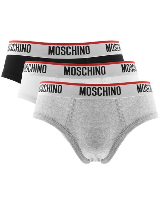 Moschino Gray Underwear Three Pack Briefs for men