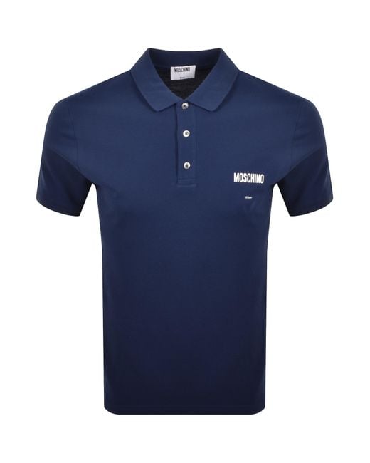 Moschino Blue Short Sleeved Polo T Shirt for men