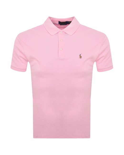 Ralph Lauren Pink Custom Slim Fit Polo T Shirt for men