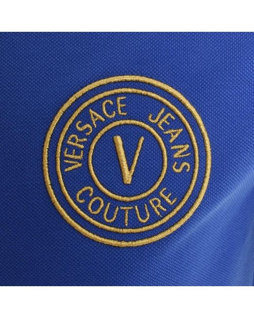 Versace Blue Couture Vemblem Polo T Shirt for men