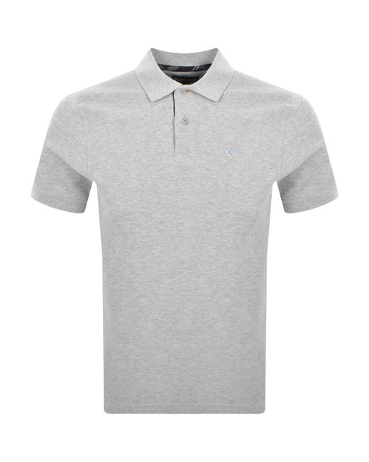 Barbour Gray Tartan Pique Polo T Shirt for men