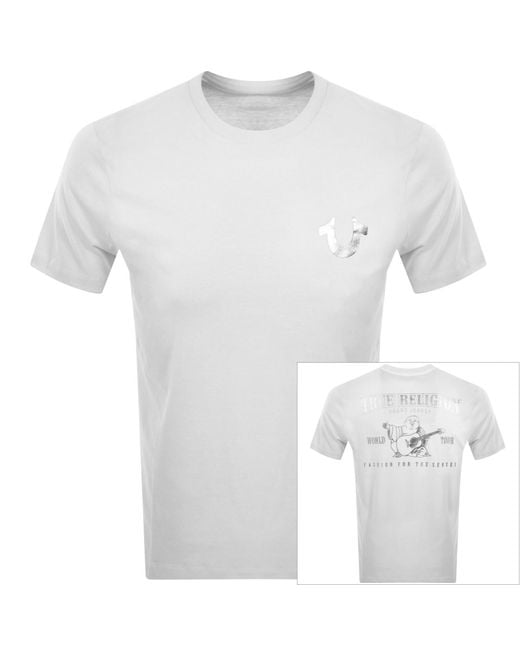 True Religion White Metallic Buddha T Shirt for men