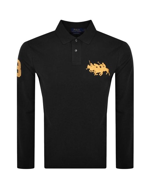 Ralph Lauren Black Long Sleeve Polo T Shirt for men