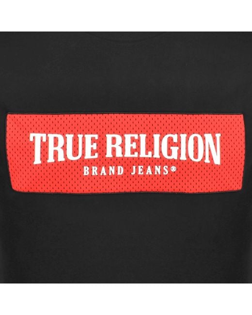 True Religion Black Mesh Box Logo T Shirt Jet for men