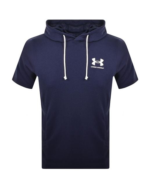 Under Armour Blue Terry Short Sleeve Hoodie for men
