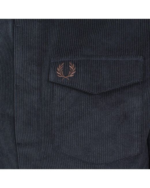 Fred Perry Blue Corduroy Overshirt for men