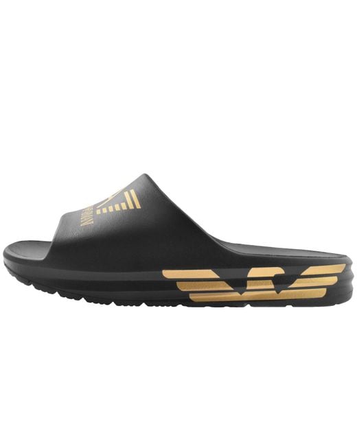 EA7 Black Emporio Armani Beach Sliders for men