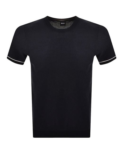 BOSS BUSINESS Black Boss H Jianluca Knit T Shirt Dark for men