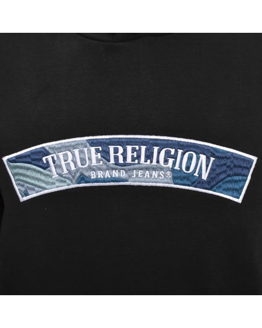 True Religion Black Relaxed Tab Hoodie for men
