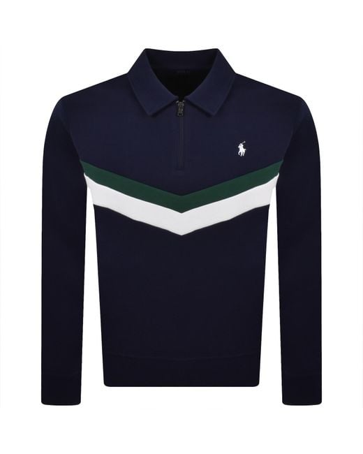 Ralph Lauren Blue Quarter Zip Sweatshirt for men