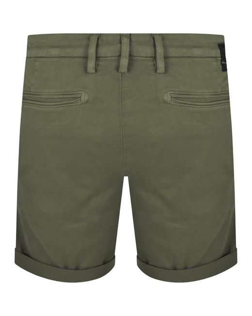 Replay Green Denim Benni Shorts for men